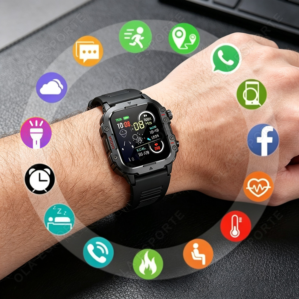 Outdoor Rug Waterproof - Wytrzymały wojskowy smartwatch męski na zewnątrz