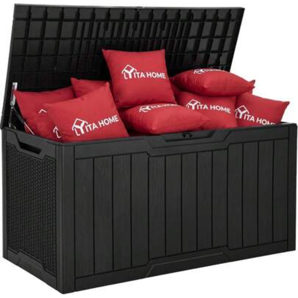 Outdoor Furniture Black - 100-galonowy duży wodoodporny pojemnik z żywicy