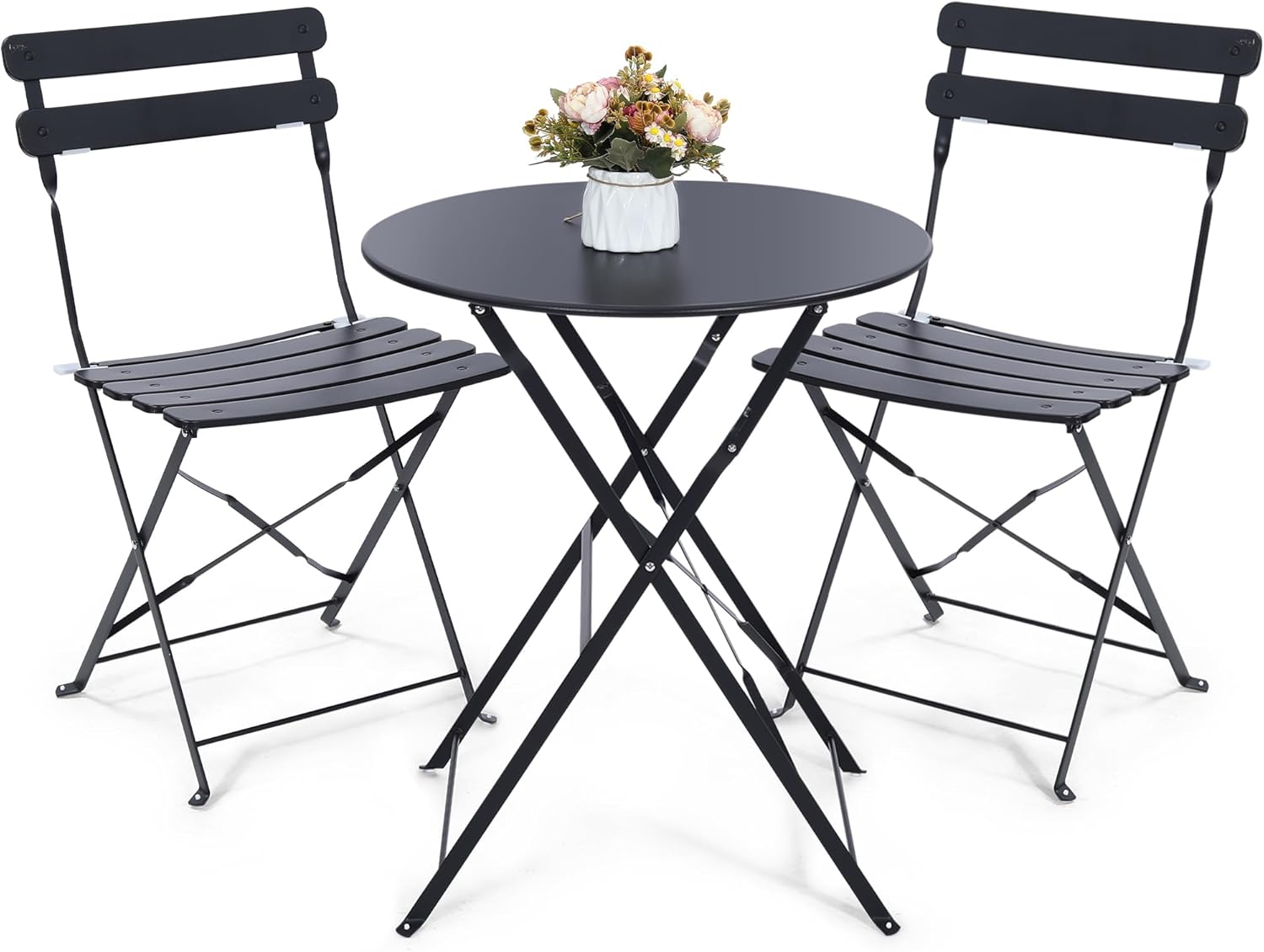 Outdoor Furniture Small - Oszczędzający miejsce, czarny, składany 3-częściowy zestaw