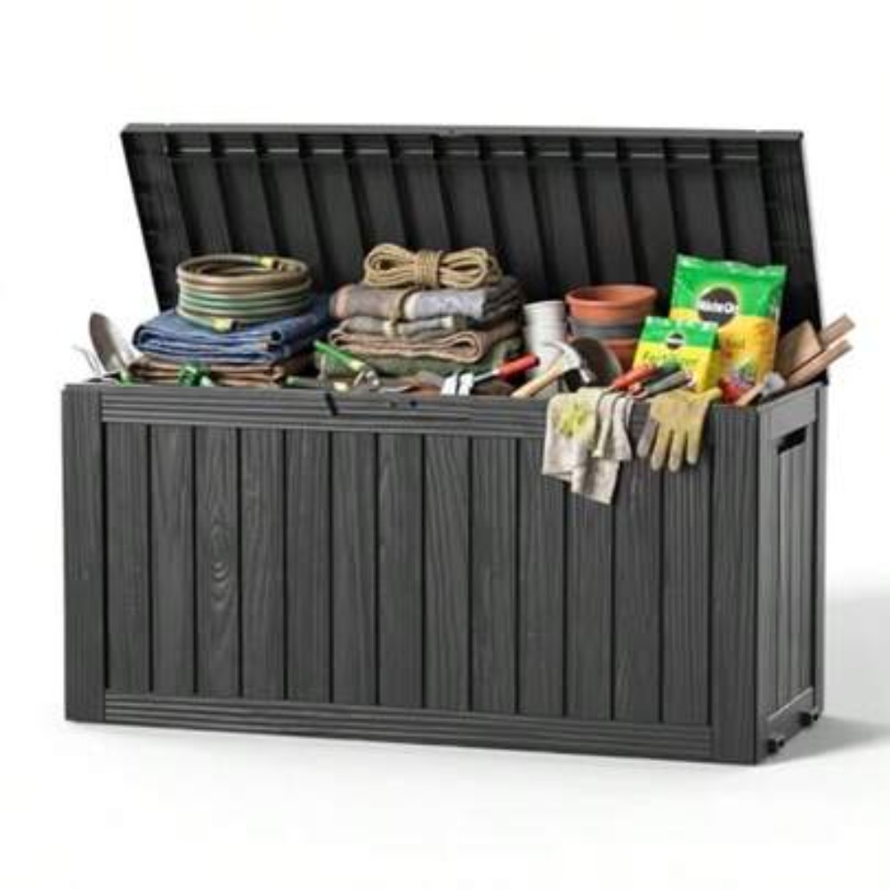 Outdoor Furniture Black - 90-galonowy wodoodporny, zamykany na klucz pojemnik