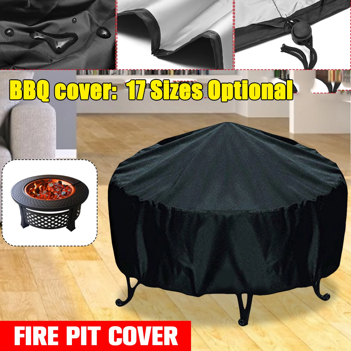 Outdoor Furniture Black - Wodoodporna osłona na palenisko Patio Czarna