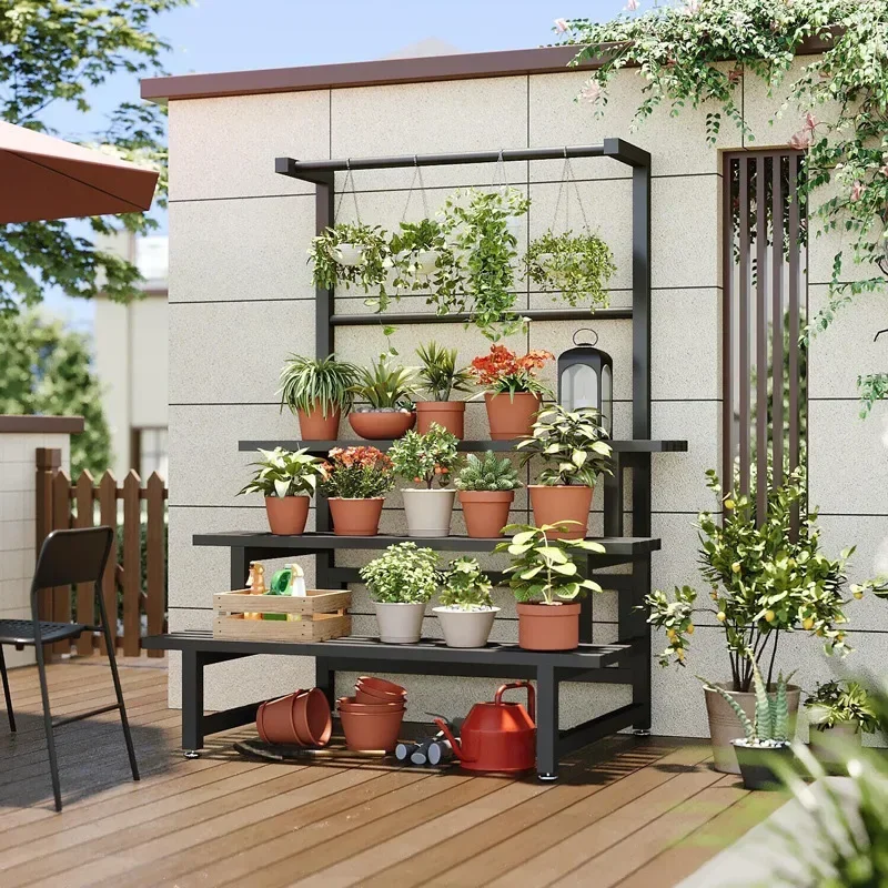 Warstwowa półka na rośliny uni – Outdoor Furniture Black recenzja i cena