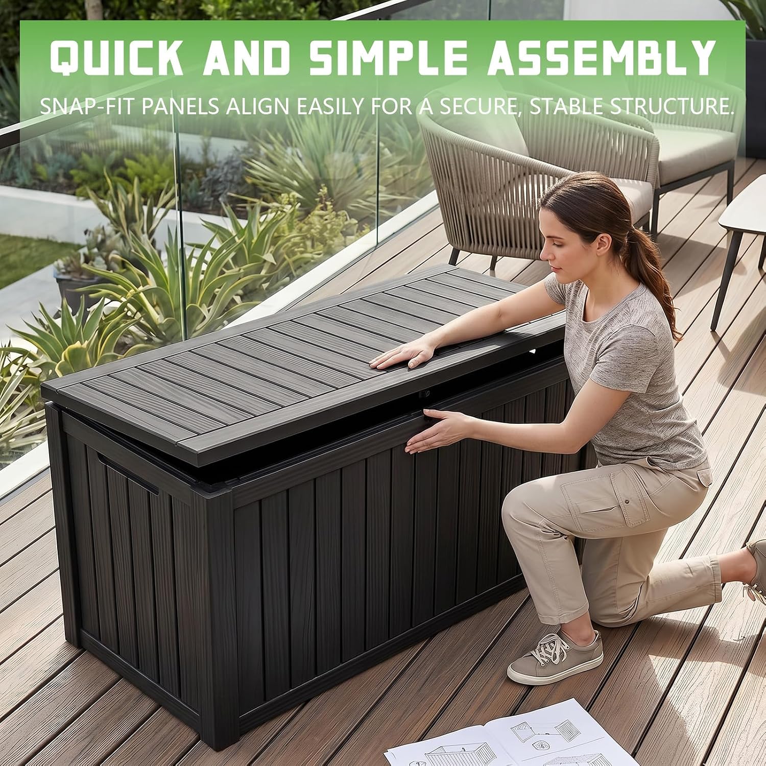 200-galonowy zamykany schowek  – Outdoor Furniture Black recenzja i cena
