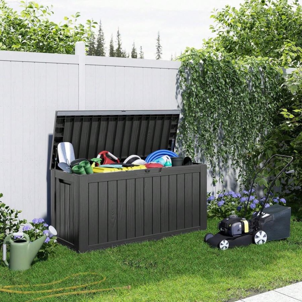 90-galonowy zamykany schowek z – Outdoor Furniture Black recenzja i cena