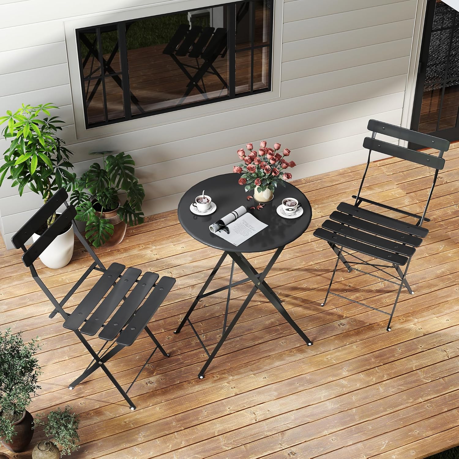 Oszczędzający miejsce, czarny, – Outdoor Furniture Small recenzja i cena