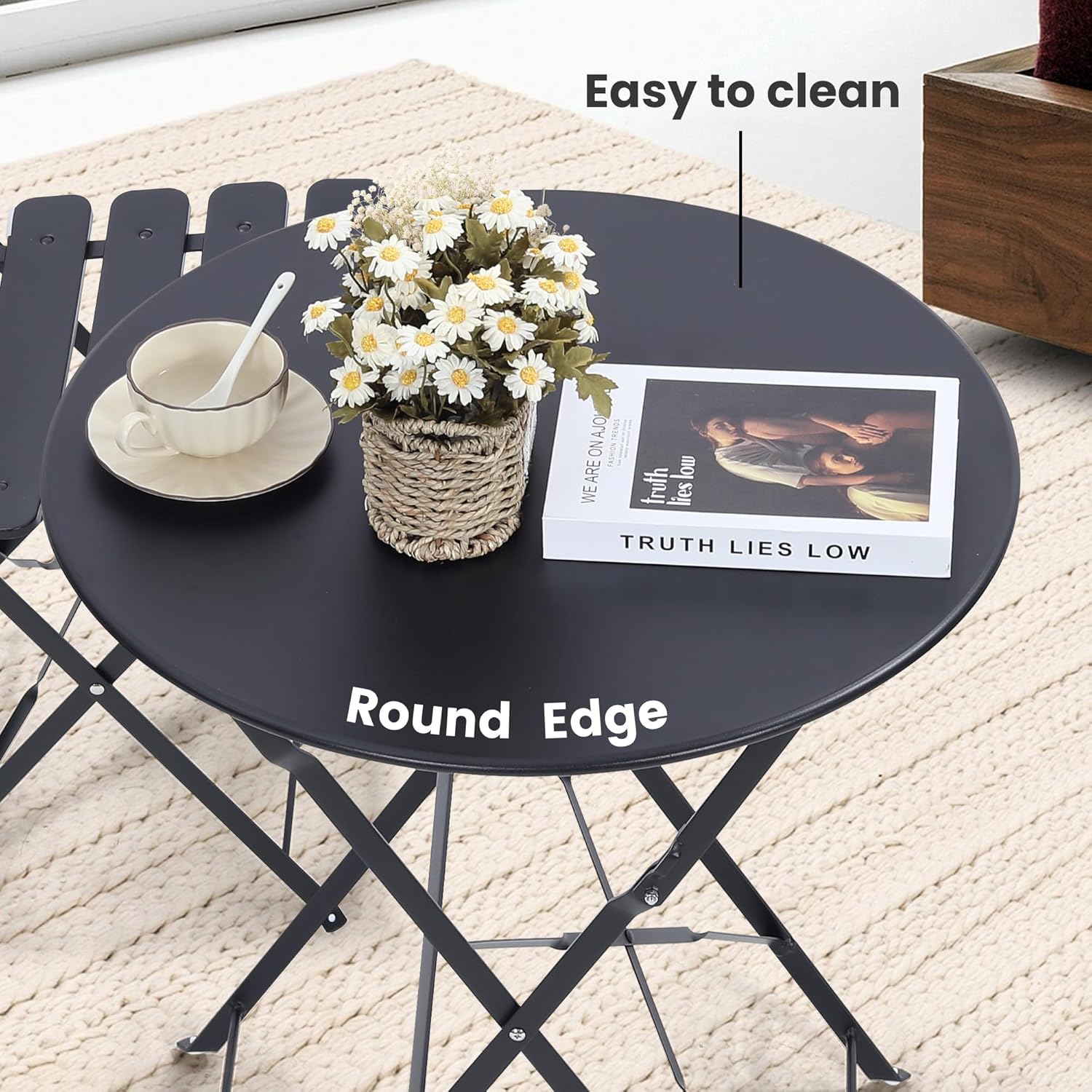 Oszczędzający miejsce, czarny, – Outdoor Furniture Small recenzja i cena