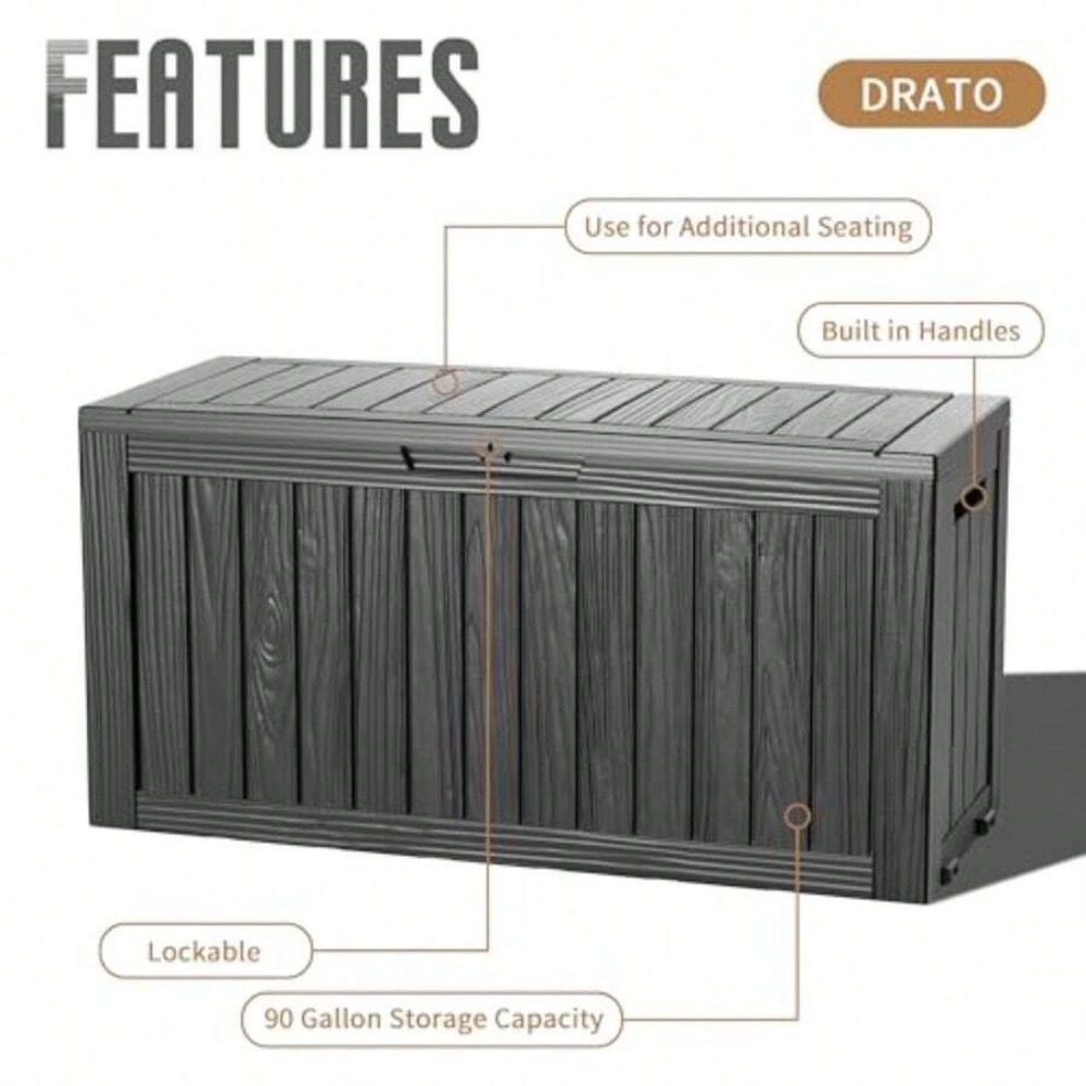 90-galonowy wodoodporny, zamyk – Outdoor Furniture Black recenzja i cena